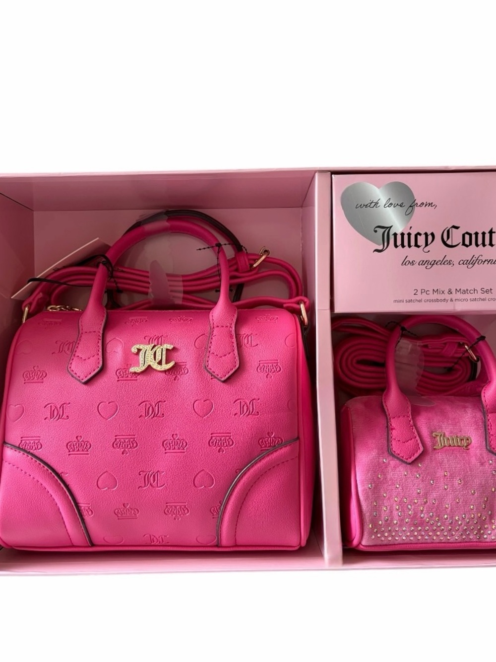 Juicy Couture Raspberry Satchel Duo with Gold Hardware -  MOMMY & ME collection